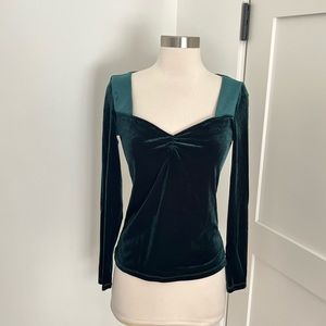 Emerald green velvet top